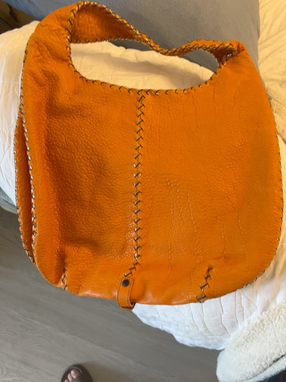 Bottega Veneta Orange Whipstitched Leather Hobo